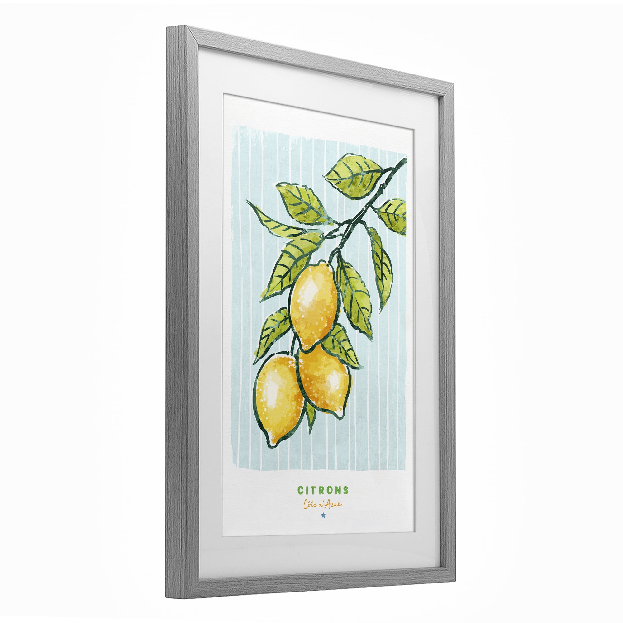 Stupell Industries Modern Bistro Lemons Gray Framed Print Under Glass, design by Chad Barrett