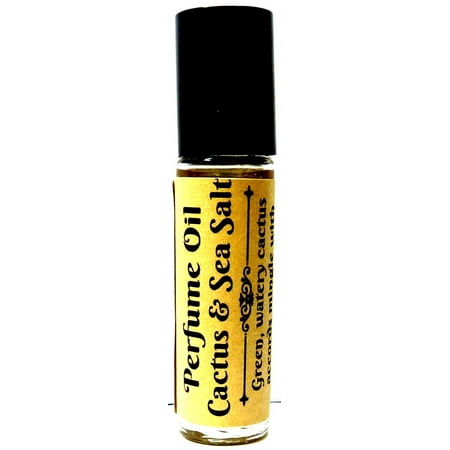 Oil Free Alcohol - Cactus and Sea Salt 10 ml Glass Roll on Bottle with a Stainless Steel Ball, and black cap Pure undiluted and Alcohol Free Perfume Oil Fragrance oil, Vegan product - Novelty item