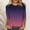 Purple, variant on Sakmal Ladies Tops Plus Size Long Sleeve Purple Gradient Crew Neck T-Shirts Womens Shirts Plus Size