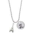 thumbnail image 1 of Delight Jewelry Silvertone 3-D Eiffel Tower Silvertone Script Initial Disc - Z - Charm Necklace, 20"+3", 1 of 4