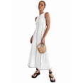 thumbnail image 3 of Womens Sleeveless T Shirt Dress Summer Contrast Ribbed Knit Tank Maxi Dresses White S, 3 of 8