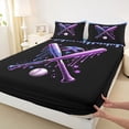 thumbnail image 4 of Erosebridal Purple Dripping Black Background Crossed Baseball Bats & Helmet Graphic Full Size Sheets 4-Piece, Sport Graphic Bed Sheets for Girls Kids,Breathable Home Decor, 4 of 5