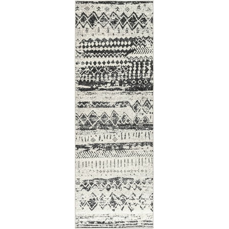 Hauteloom Lyssons Hallway  Kitchen Machine Washable Runner Rug - Black  Gray - 2 7  x 7 3