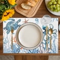thumbnail image 4 of Blue Turtle Coastal Placemats Set of 4, Octopus Summer Beach Coral Starfish Placemats for Dining Table, Place Mats for Kitchen Tabletop, Waterproof Wipeable Dining Table Mats Set, 4 of 9