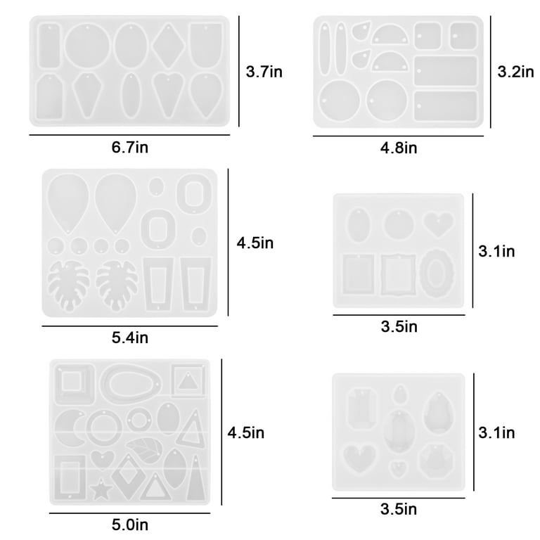 KyeeaDIY 5pcs Resin Earring Mold, Resin Jewelry Molds Making Kit with 10  Pair Metal Earring Hooks Variety Shape Resin Mould Silicone Earring Molds  for