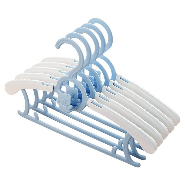 Jinsinto 5 Pieces of Children's Clothes Rack Telescopic Multifunctional Baby Kids Clothes Hanging Newborn Clothes Support Baby Clothes Rack Home Non-slip (Blue)