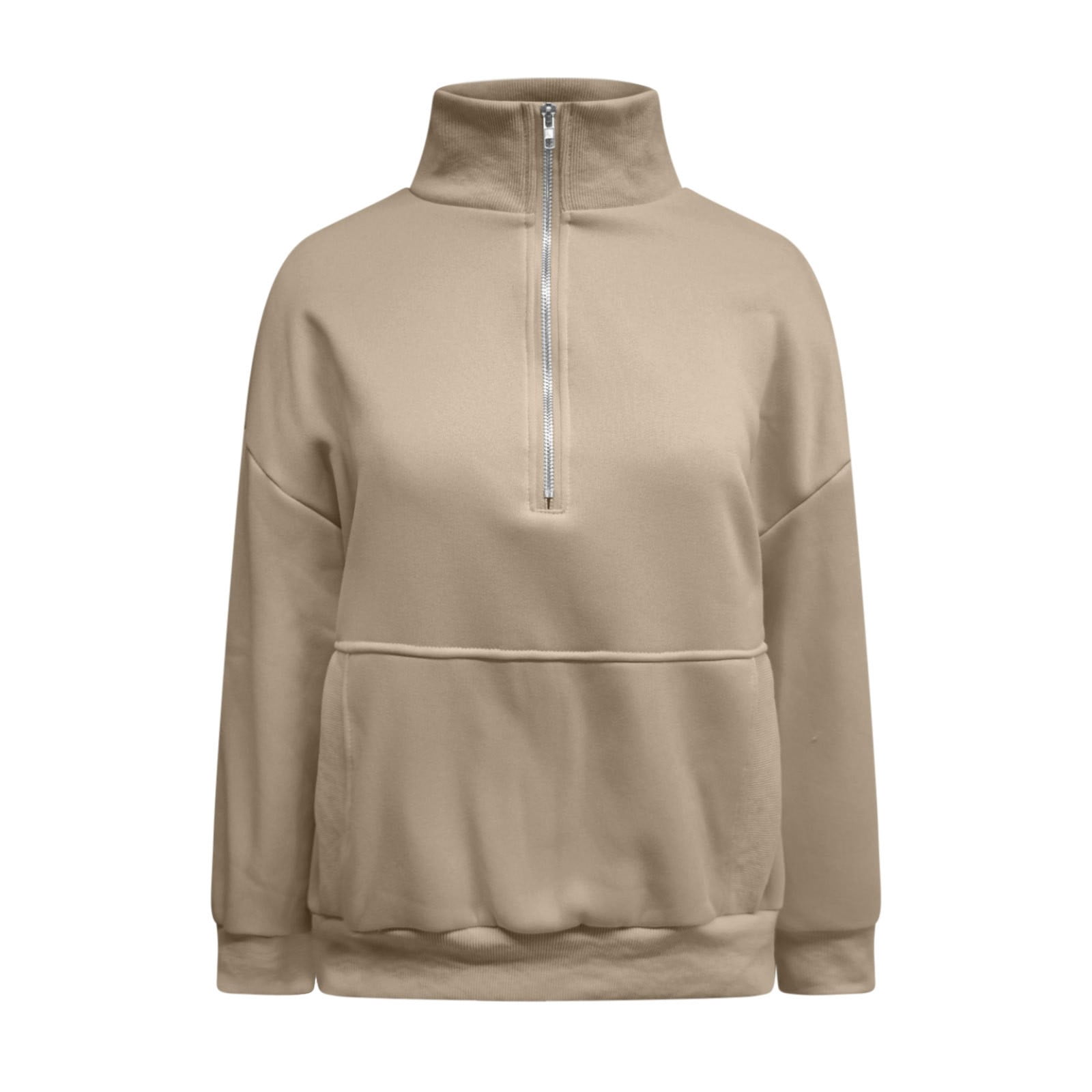 Pull Léger Femme Sans Capuche - Sweat Zippé Avec Poches, Tissu Doux Et Chaud