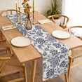 thumbnail image 3 of Navy Blue Flowers Table Runner - 48 Inch Long, Kitchen Dining Table Runner Dresser Scarves, Retro Ethnic Floral Pastoral Art Farmhouse Decor for Coffee Tables Wedding Party Banquet, 3 of 8
