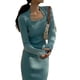 thumbnail image 4 of Vestido ajustado Vintage para mujer, vestido ajustado de manga larga, cómodo, transpirable, con cuello cuadrado, 4 of 8