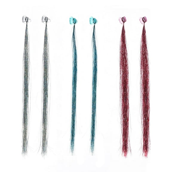 Wonder Nation 6 Pack Tinsel Faux Hair Set with Heart Claw Clips (Girl's)