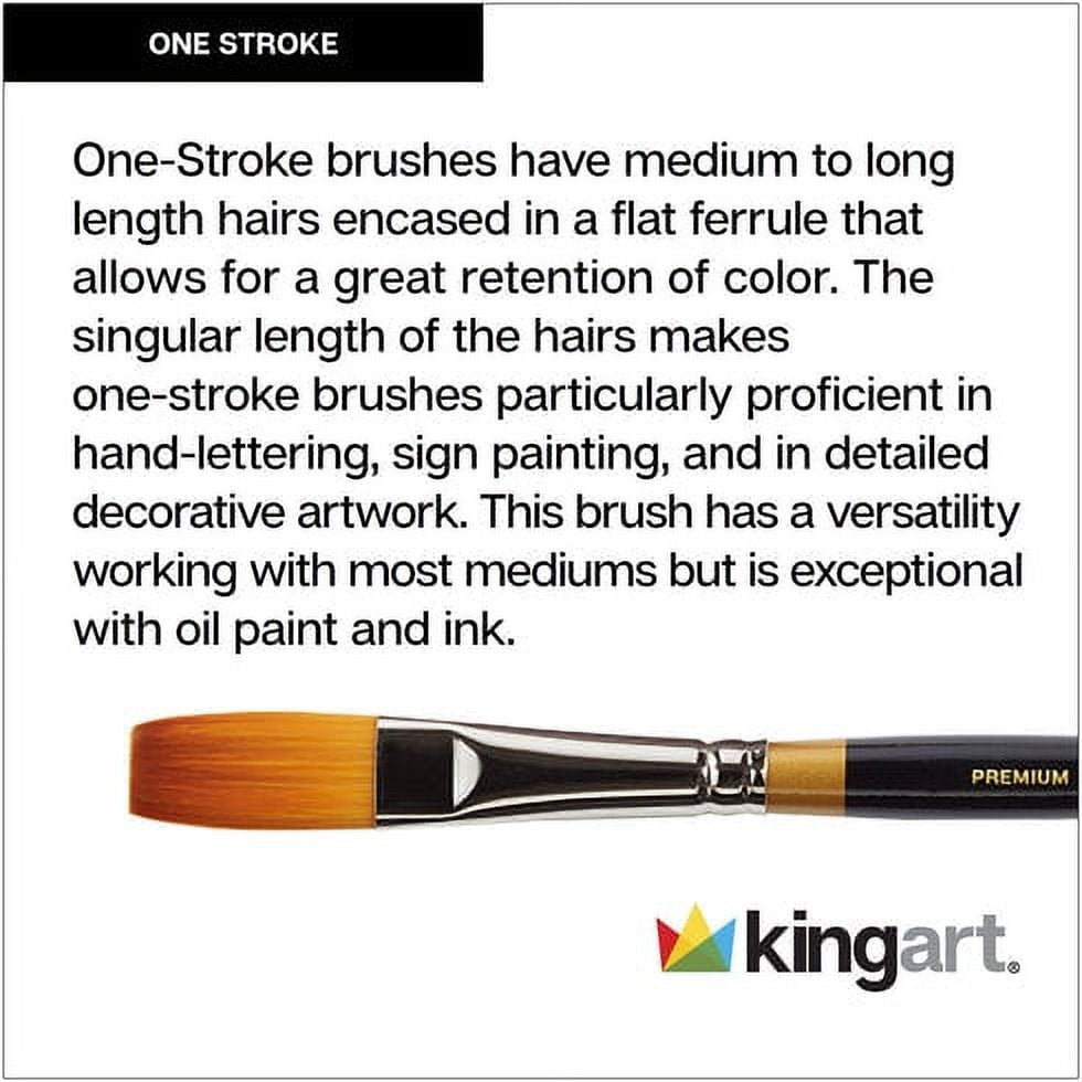 KINGART® Original Gold® 9100 One Stroke Series Premium Golden Taklon Multimedia Artist Brushes, 5/Set