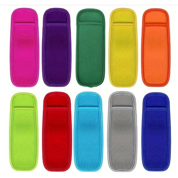 Ice Pop Sleeves, 10PCS Ice Pop Neoprene Insulator Sleeves, Freezer Popsicle Holder Sleeves, Colorful Ice Sleeves Holder Bag, Reusable Washable Ice Popsicle Holders for Kids.