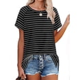 thumbnail image 1 of T-shirts pour Femmes à Manches Courtes, Col Ras du Cou, T-Shirts Unis Basiques, 1 of 4