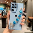 thumbnail image 3 of Compatible with Samsung Galaxy S23 Ultra 5g 6.8" Case Luxury Heart Bracelet Strap Plating Cute Love Hearts Cover with Hearts Hand Chain for Women Camera Protection Shockproof Bumper (Blue), 3 of 9