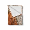 thumbnail image 2 of Rustic Soft Flannel Fleece Throw Blanket, Vintage Historical Door Weatered Elements Past Times Entrance, Cozy Plush for Indoor and Outdoor Use, 70" x 90", Grey Orange, by Ambesonne, 2 of 6