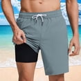 thumbnail image 2 of Kmdttou Men's Hiking Cargo Shorts Solid Color Sports Fitness Training Breathable Holiday Mesh Beach Shorts Zipper Pockets Cropped Pants (Available in Plus Size), 2 of 7