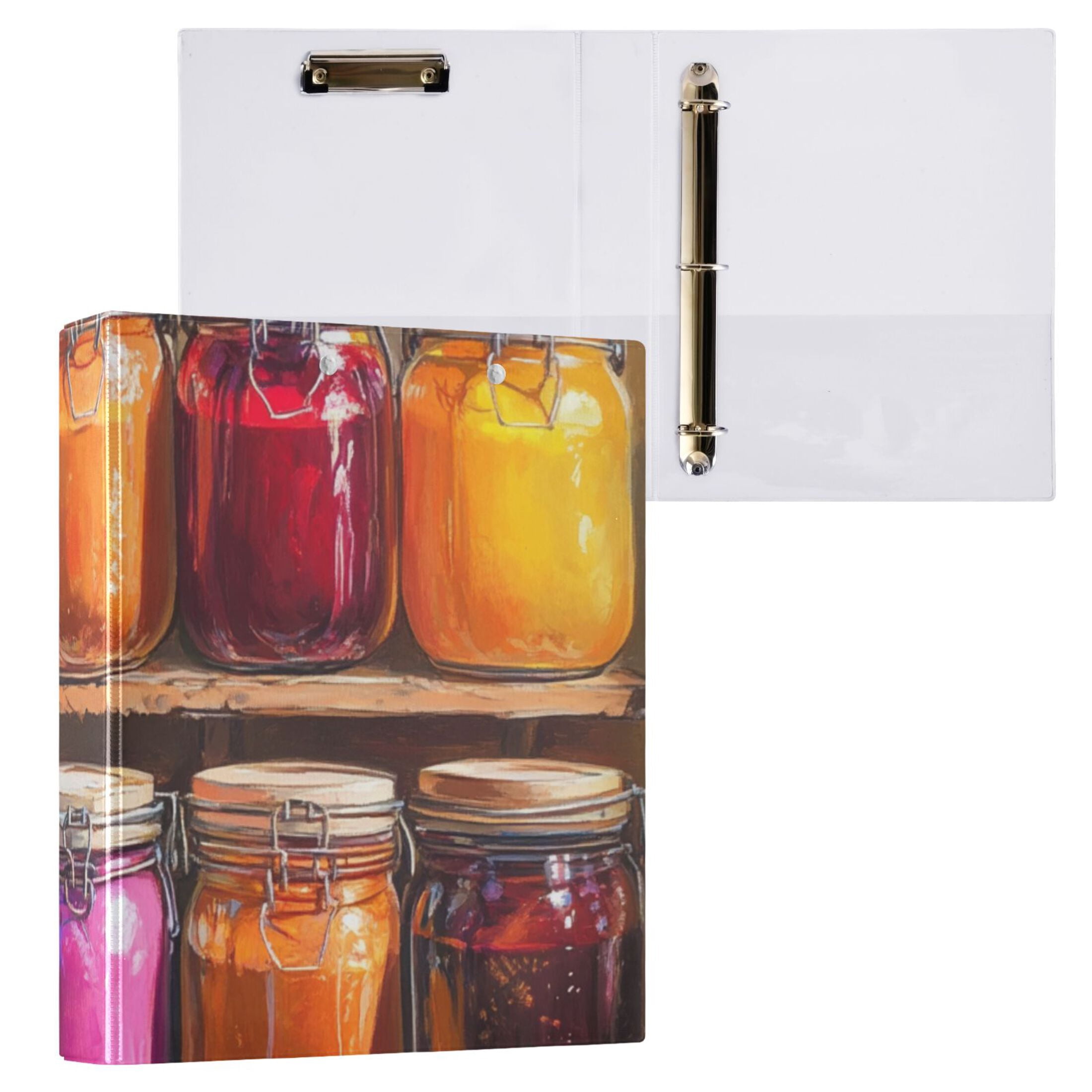 Jam Jars 3 Ring Binders 1.5 inch Hardcover File Folders with Interior Pockets A4 Size Organizer for School Office Hospital