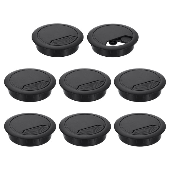 8 Pack 60mm (2.36 Inch) Desk Grommet, Plastic Cable Hole Cover, Wire Cord Cable Organizer, Black
