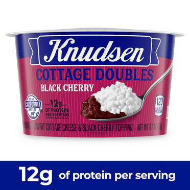 Knudsen Cottage Doubles Lowfat Cottage Cheese & Black Cherry Topping with 2% Milkfat, 4.7 oz Cup