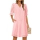 thumbnail image 1 of Minivestido MEROKEETY 2025, verano, manga corta, cuello en V, rosa, 1 of 8