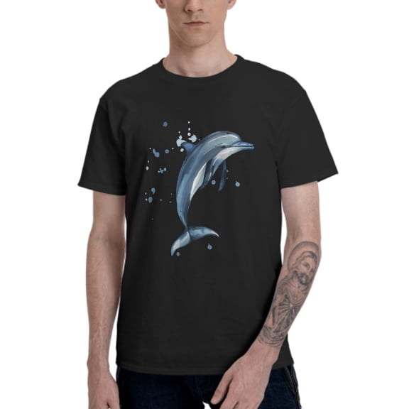 Cute Dolphin T-Shirt for Men Cotton 100% Summer Tops Women Fashion Casual Short Sleeves Round Collar Short-Sleeve Couple Top Tees