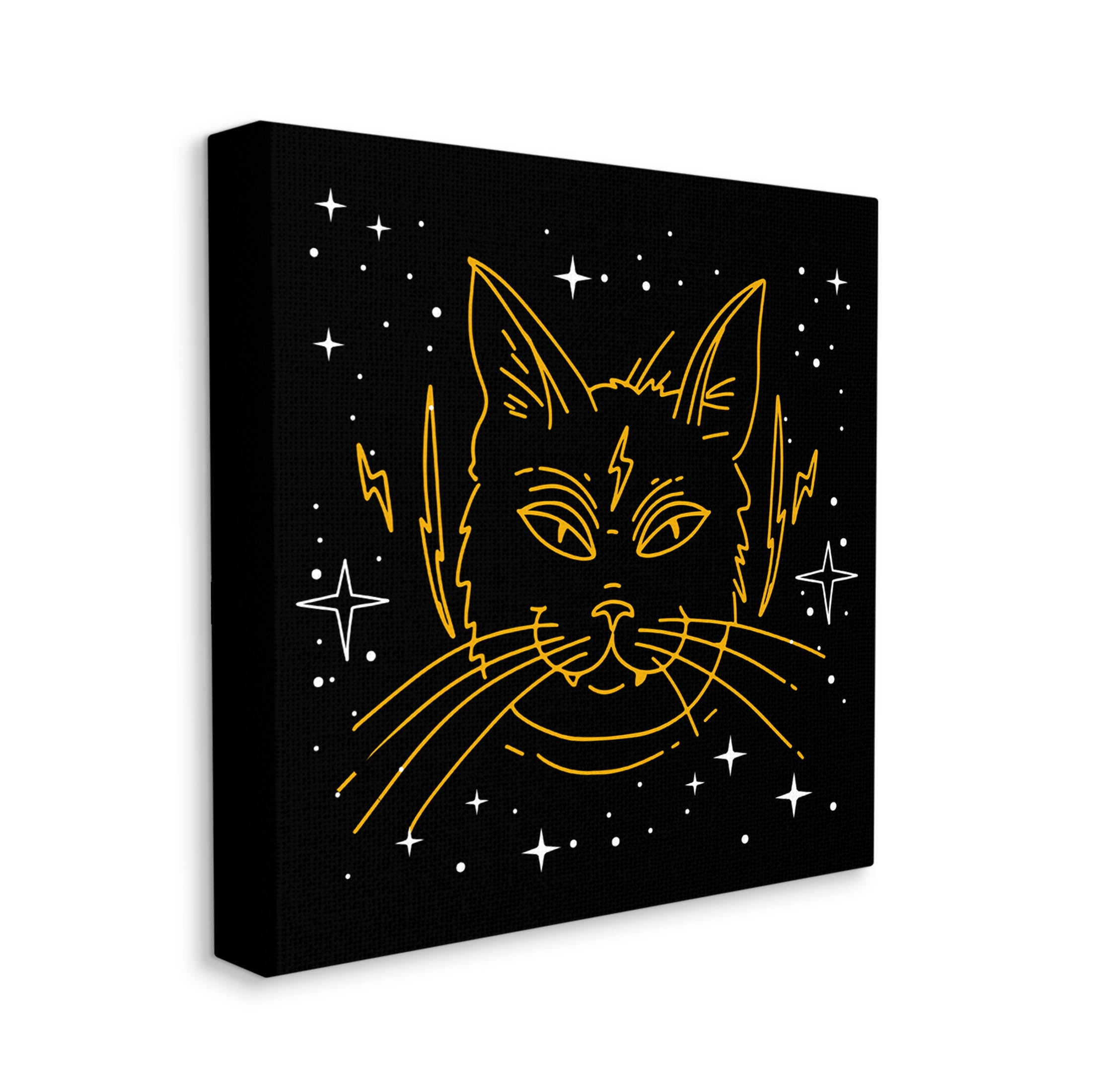 Stupell Industries Starry Cat Lightning Bolt Graphic Art Gallery Wrapped Canvas Print Wall Art, Design by Lil' Rue