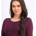 thumbnail image 2 of STYLE & COMPANY Womens Burgundy Textured  Knitted Printed Long Sleeve Jewel Neck T-Shirt L, 2 of 3