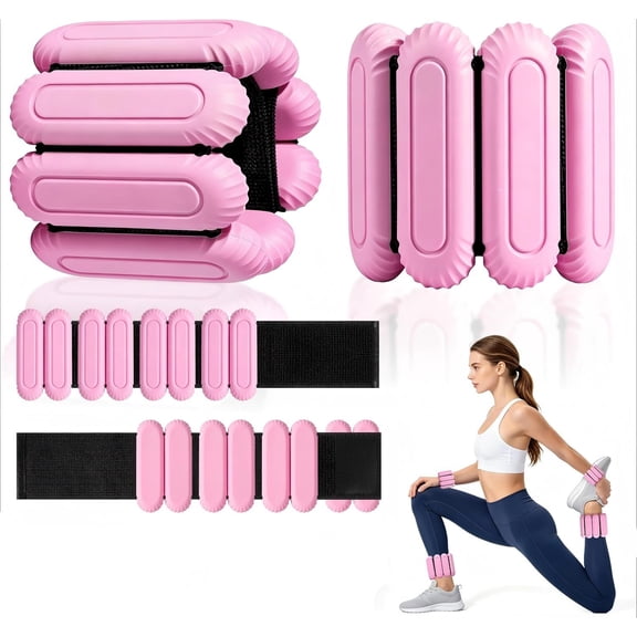 Silicone Wrist and Ankle Weights - 2 lb Adjustable Weighted Bracelets for Yoga, Pilates, Walking, and Strength Training