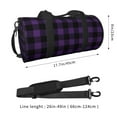 thumbnail image 4 of Xecao Purple Black Plaid print Round Travel Duffel Bag is a foldable gym bag with an inner pocket, perfect for travel sports, 4 of 8