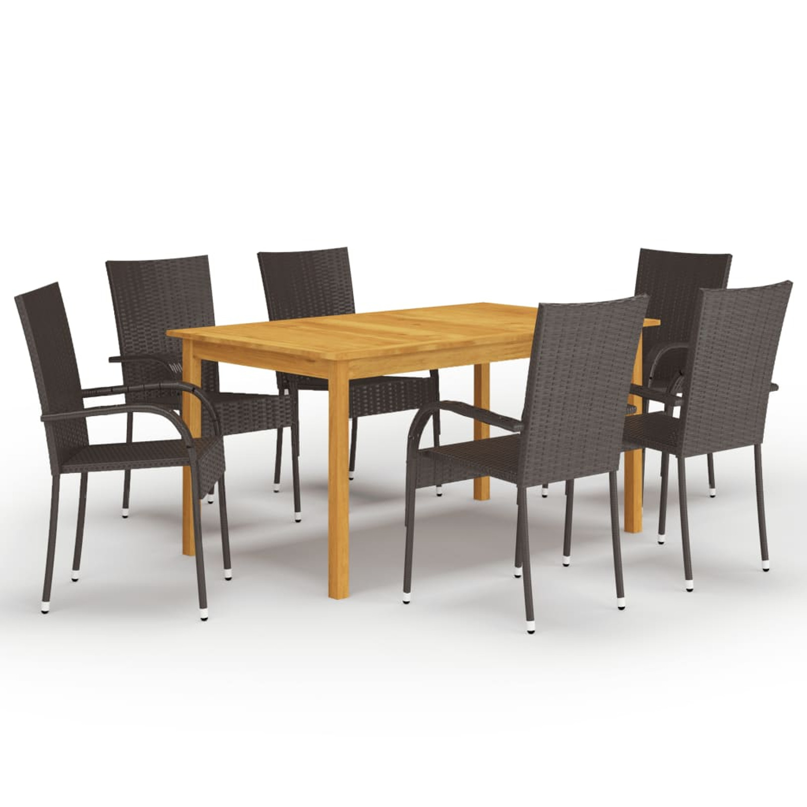 7 Piece Patio Dining Set Brown