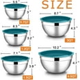 thumbnail image 3 of Mixing Bowls with Lids Set of 5, Vesteel Stainless Steel Mixing Bowls Metal Nesting Salad Bowls, Size 4.5, 3, 1.5, 1, 0.7 QT Great for Cooking, Baking, Serving - Blue, 3 of 7