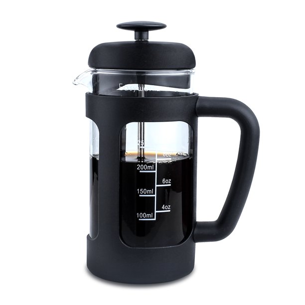 Easyworkz French Press 12 oz Coffee Tea Maker Cafetiere with Borosilicate Glass Black, Soft Grip