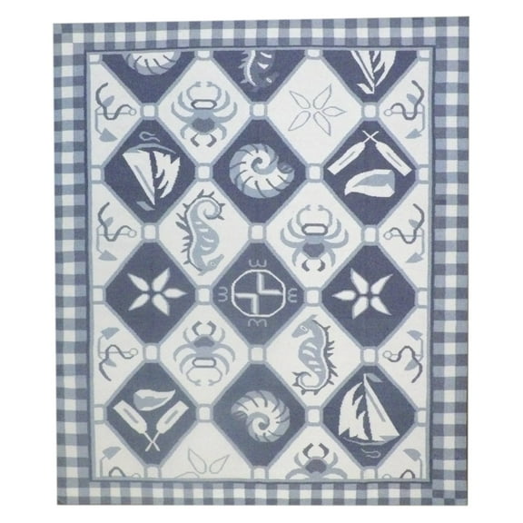 Wahi Rugs Hand Knotted Coastal Flat-Weave Indoor Outdoor Beach 8'0"x10'0" -w1087