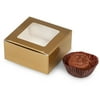 25 PK, Matte Gold Window Candy Truffle Box 2-5/8 x 2-3/4 x 1-1/4" Holds 4 For Wedding Favors, & Basket Fillers, Made In USA