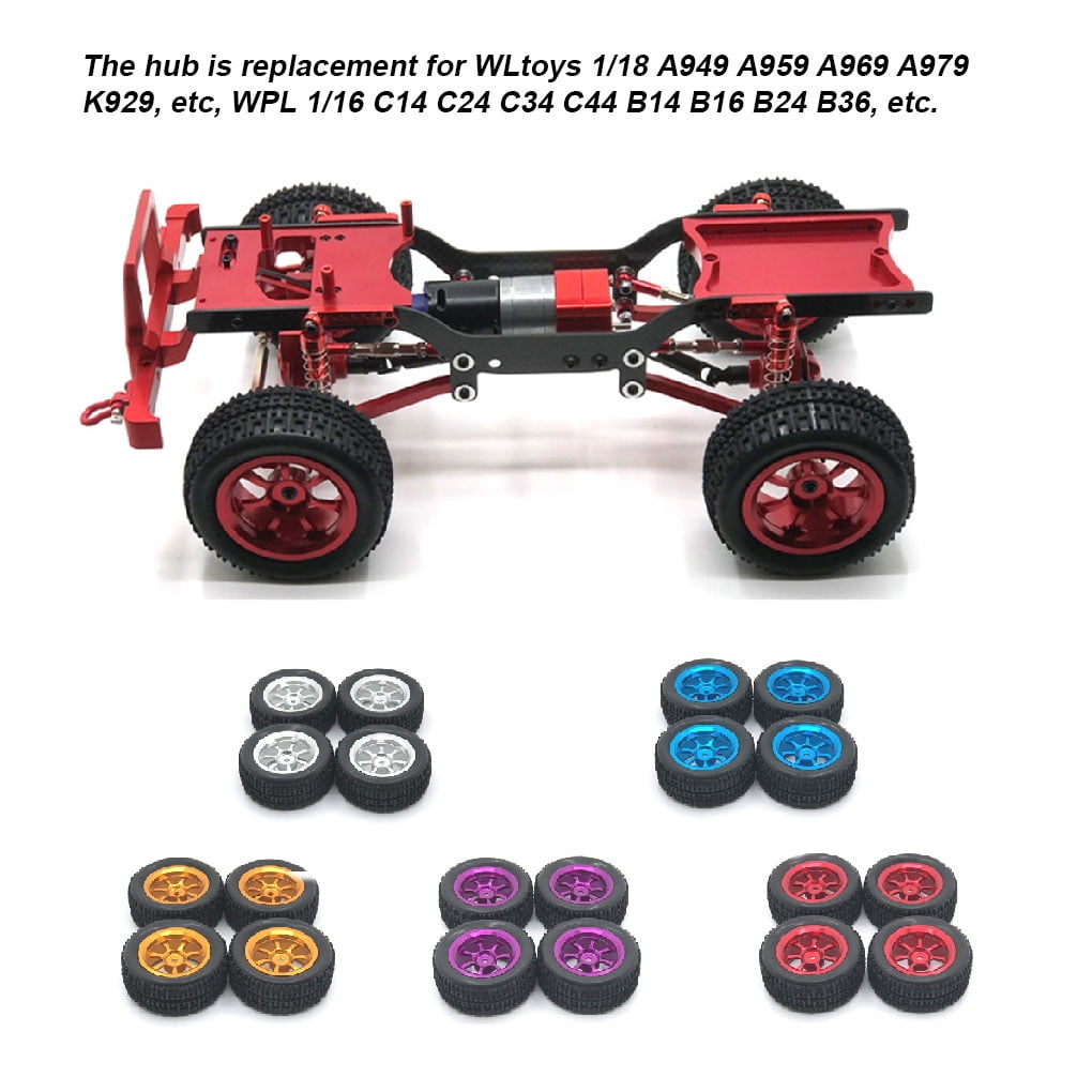 KIMISS 1 pneu et roues de voiture RC 10 Rc Pneu et roues en plastique, Rbber 4 pièces 1 10 échelle pneus de camion RC pneu et roues pour voiture télécommandée 1 10, Noir , petit