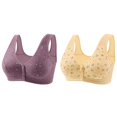 thumbnail image 1 of (2-Pack) Rinsvye Womens Print Front Clasp Middle Bra Wire Thin Big Size Soft Vest Bra, 1 of 3