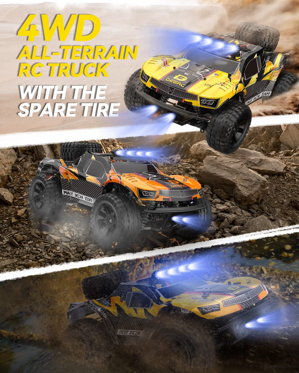 DEERC 1:10 Large Scale RC Car 9201E 4WD 48 km/h High Speed Remote
