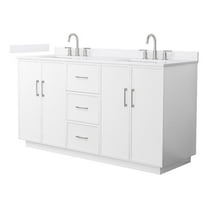 Elan TK 66" White Double Vanity & White Quartz Top (3-Hole) & Nickel Trim