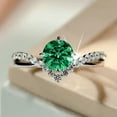thumbnail image 5 of K-KED Women Gorgeous Round Cubic Zircon Ring 925 Silver Filled Wedding Delicate Jewelry Sz 5-12-7-Green, 5 of 8