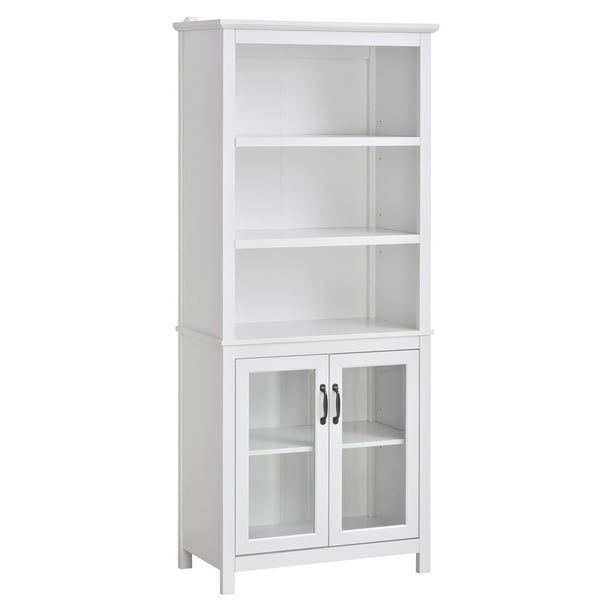 Homcom 71 Freestanding Bookshelf, White Bookcase With Doors On Bottom