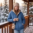 thumbnail image 6 of Lumtrix Women'S Sherpa Lined Full Zip Hoodie Warm Fleece Hooded Sweatshirt Casual Trendy Winter Thick Coat With Pocket Blue L, 6 of 9
