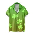 thumbnail image 2 of Alkepwun St Patricks Day Shirt Men Clover Printed Irish Holiday Tees Short Sleeve Tops Regular Fit Summer Beach Casual Lapel Button Down Hawaiian Shirts on Clearance, 2 of 5
