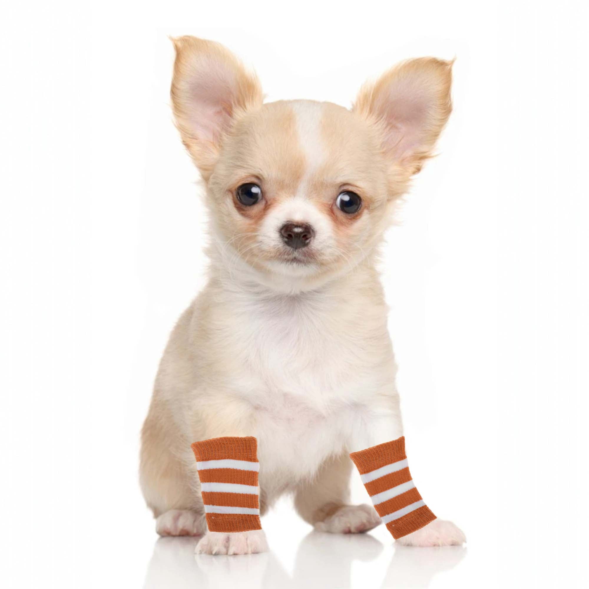Unique Bargains Pack of 4 Dog Soft Knitted Socks Joint Protection Orange White L