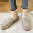 thumbnail image 2 of Khaki Womens Winter Loafers, Flat Sole Comfort Warm Material For Indoor Activities, 2 of 7