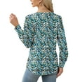 thumbnail image 4 of MOMOFEEL Pleated Blouses for Women Puff Long Sleeve Tunic Tops Dressy Casual Shirts For Spring or Summer (M9011 Blue Floral M), 4 of 5