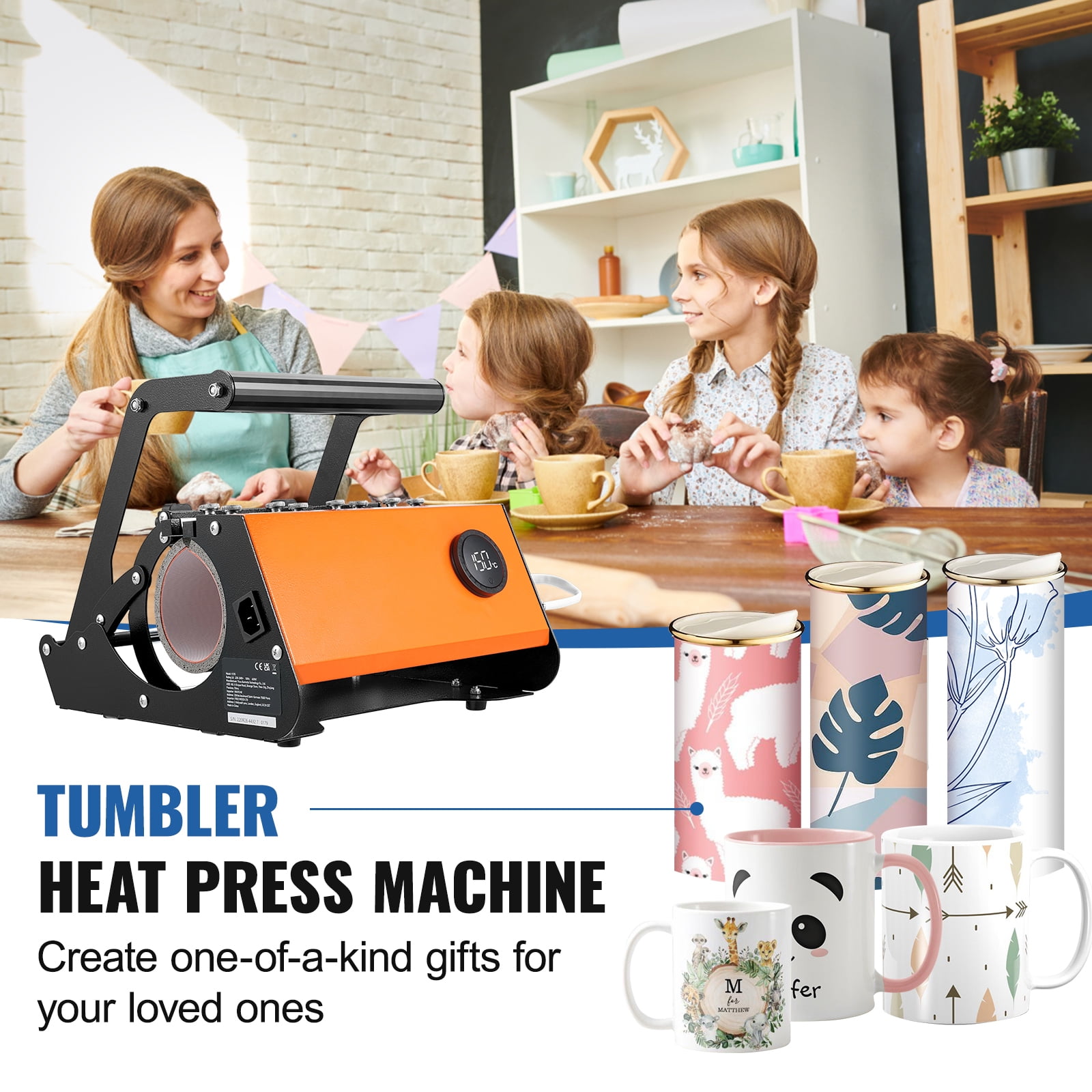 SKYSHALO Sublimation Transfer 11-15oz 16-25oz 30oz Straight Skinny Tumblers, Cup Heat Press with Heat-resist Gloves & Tape DIY Ceramic Mugs Cups Glasses Mug Heat Press 30oz Tumbler Heat Press Machine