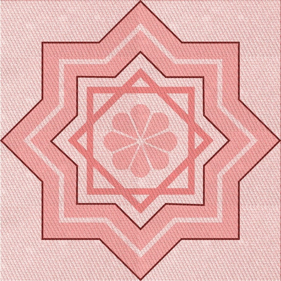 Ahgly Company Machine Washable Indoor Square Transitional Light Red Pink Area Rugs, 5' Square