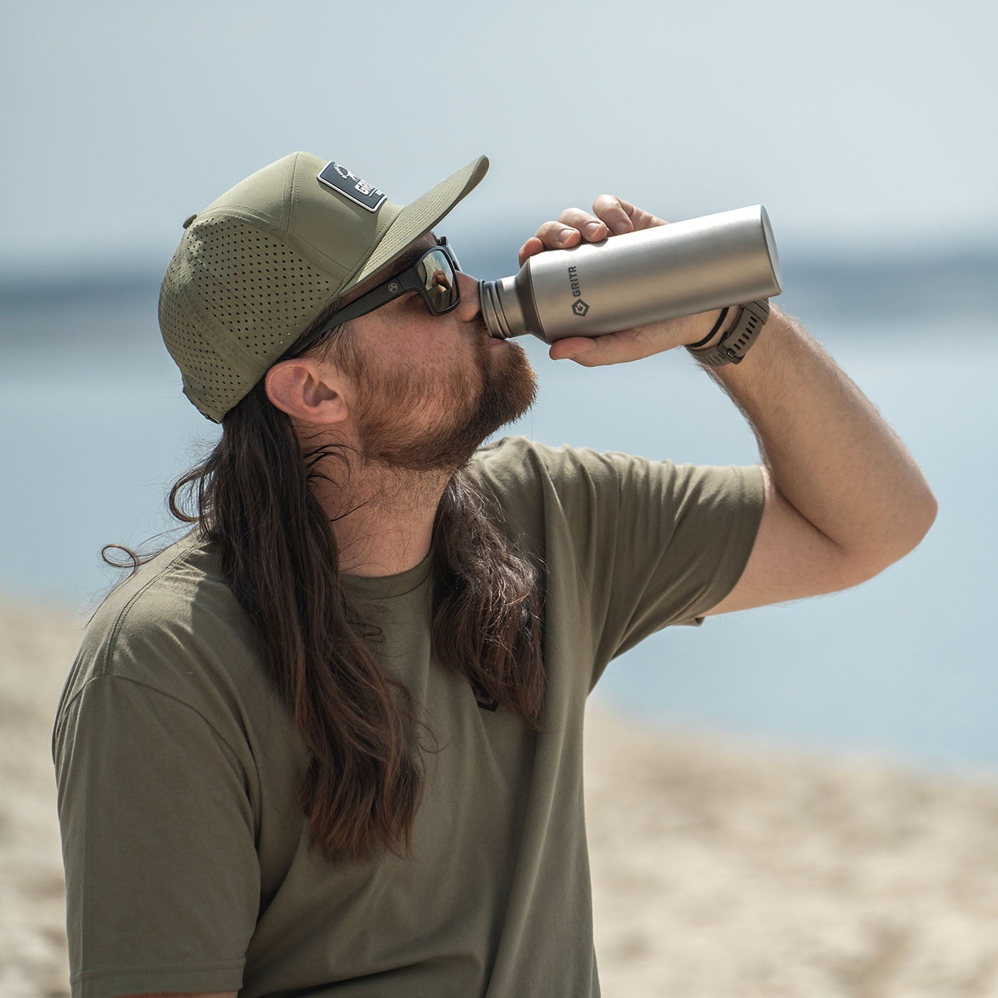 GRITR Titanium Ultralight Leakproof Reusable Sport Water Bottle, 24 fl oz
