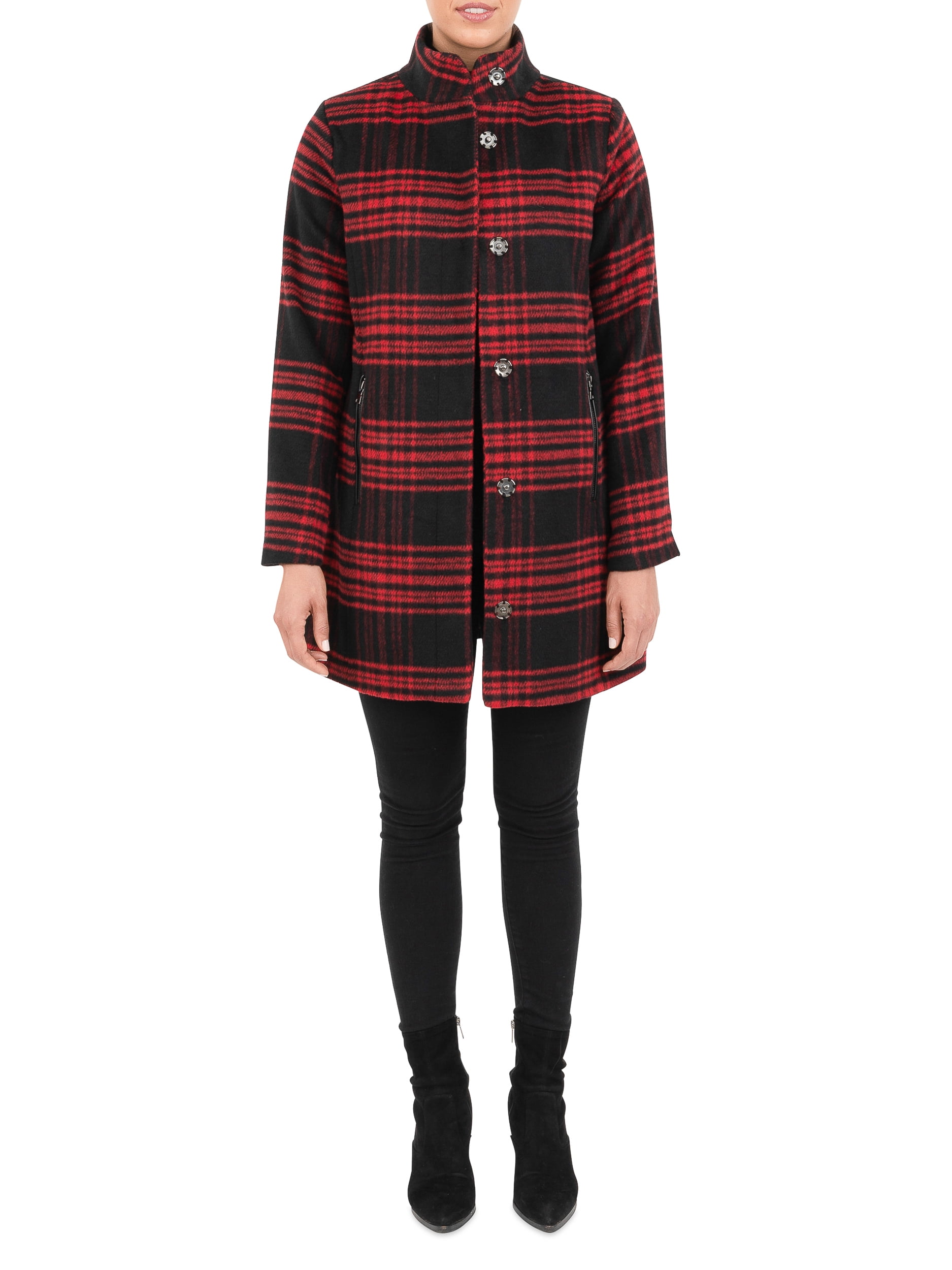 Cyn & Luca Women's Single Breasted Plaid Coat