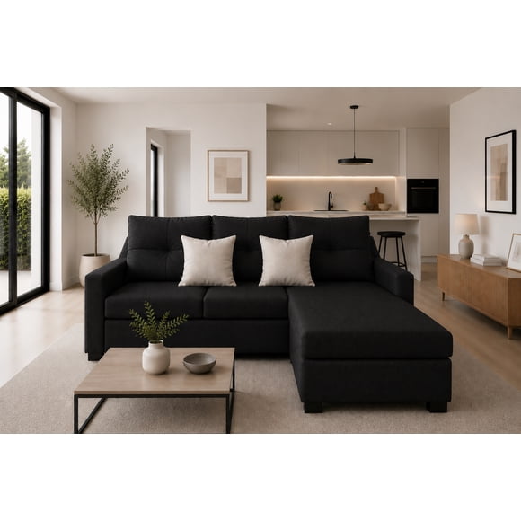 Sala Esquinera Hermes El Bazar Store Negro 215x165 cm Lado Izquierdo y derecho Lino nacional